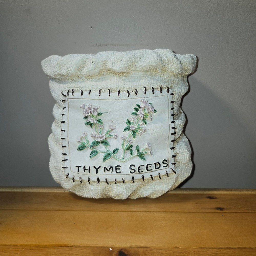 Vtg Giftcraft Serenity Garden Thyme Seeds Wall Pocket Planter Bag Resin 2003